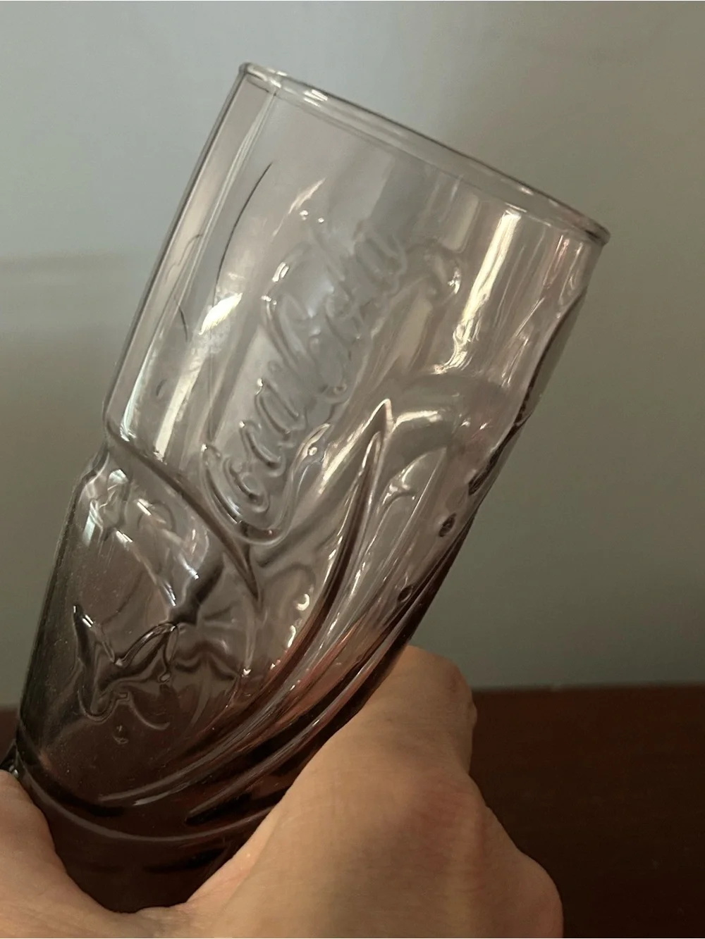 Vintage Pink Coca-Cola Glass with Butterfly by Luminarc for McDonalds Europe